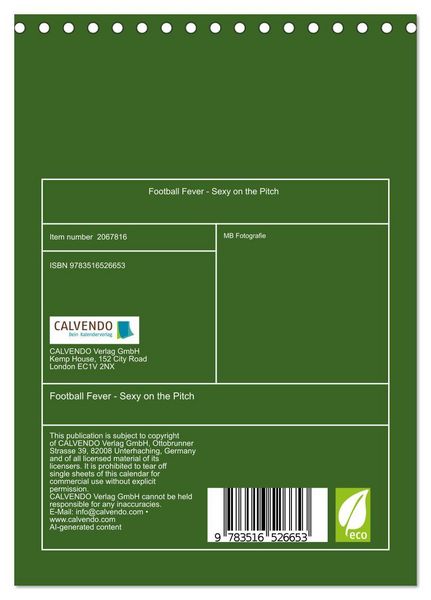 Produktbild: Football Fever - Sexy on the Pitch (Desk Calendar 2026 DIN A5 portrait), CALVENDO 12 Month DeskCalendar