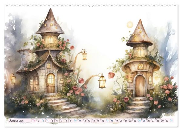 Produktbild: M&auml;rchenhafte Feenh&auml;uschen (hochwertiger Premium Wandkalender 2026 DIN A2 quer), Kunstdruck in Hochglanz