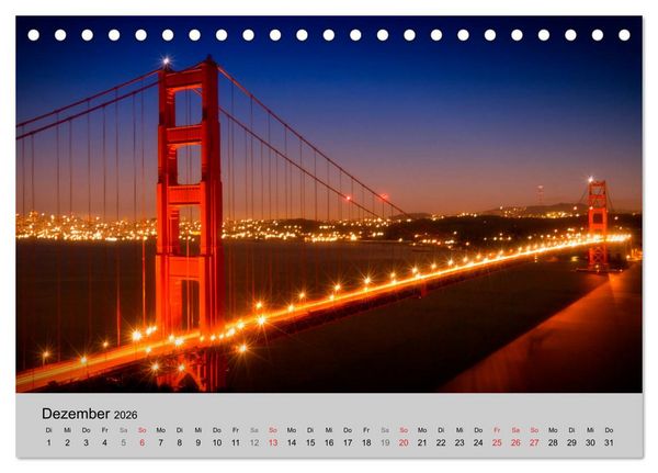 Produktbild: GOLDEN GATE BRIDGE Faszination San Francisco (Tischkalender 2026 DIN A5 quer), CALVENDO Monatskalender
