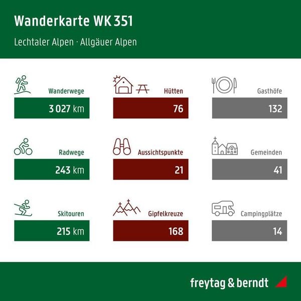 Produktbild: Freytag & berndt Wanderkarte WK 351 Lechtaler Alpen - Allg&auml;uer Alpen 1:50.000