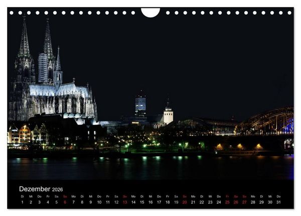 Produktbild: K&ouml;ln bei Nacht (Wandkalender 2026 DIN A4 quer), CALVENDO Monatskalender