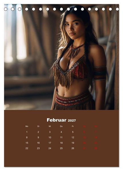 Produktbild: Indianische Sch&ouml;nheiten Kalender: Sinnliche Glamour Frauen in KI Kunst (Tischkalender 2027 DIN A5 hoch), CALVENDO Monatskalender