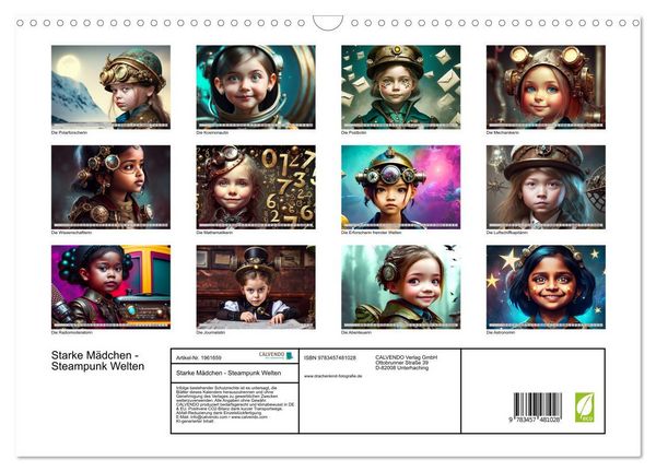 Produktbild: Starke M&auml;dchen - Steampunk Welten (Wandkalender 2026 DIN A3 quer), CALVENDO Monatskalender