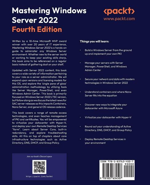 Produktbild: Mastering Windows Server 2022 - Fourth Edition