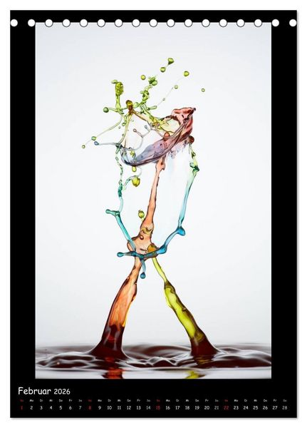 Produktbild: Au&szlig;ergew&ouml;hnliche Kunst - Wasser Tropfenfotografie (Tischkalender 2026 DIN A5 hoch), CALVENDO Monatskalender