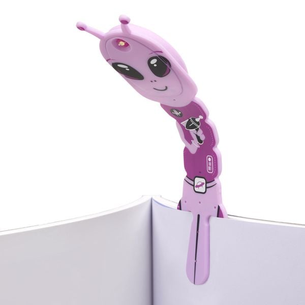 Produktbild: Flexilight Pals Leselicht (Aliens) - lila - 2 in 1 Leselampe & Lesezeichen - LED Leselicht - Geschenk für Leser, Buchliebhaber - Deutsche Ausgabe