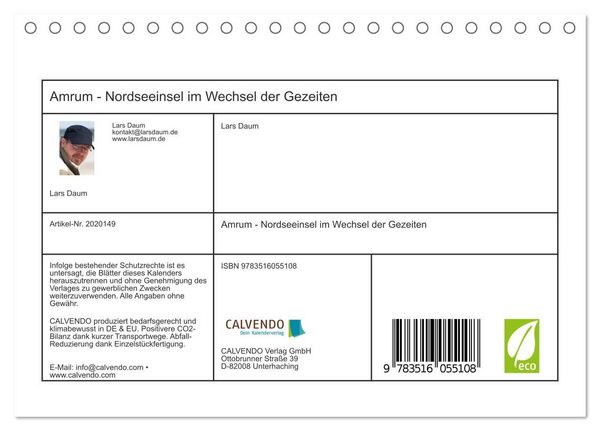 Produktbild: Amrum - Nordseeinsel im Wechsel der Gezeiten (Tischkalender 2026 DIN A5 quer), CALVENDO Monatskalender