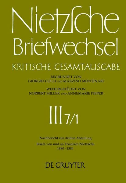 Produktbild: Briefe von und an Friedrich Nietzsche Januar 1880 - Dezember 1884