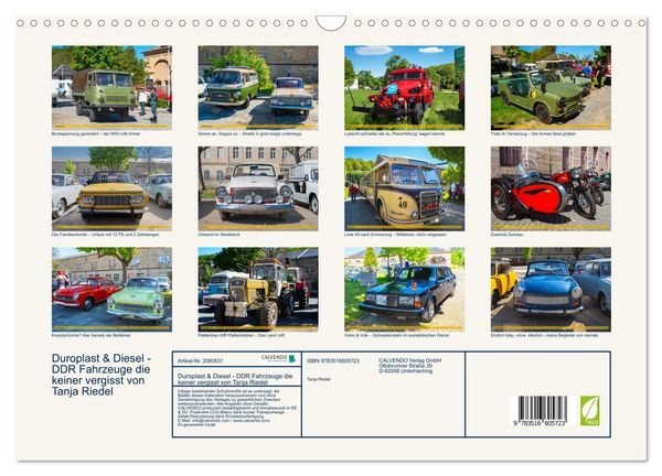 Produktbild: Duroplast & Diesel - DDR Fahrzeuge die keiner vergisst von Tanja Riedel (Wandkalender 2026 DIN A3 quer), CALVENDO Monatskalender