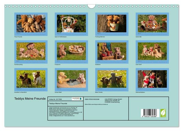 Produktbild: Teddys Meine Freunde (Wandkalender 2026 DIN A3 quer), CALVENDO Monatskalender
