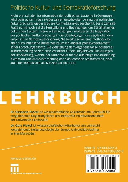 Produktbild: Politische Kultur- und Demokratieforschung