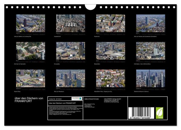 Produktbild: &uuml;ber den D&auml;chern von FRANKFURT (Wandkalender 2026 DIN A4 quer), CALVENDO Monatskalender