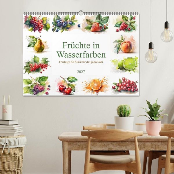 Produktbild: Fr&uuml;chte in Wasserfarben - Fruchtige KI-Kunst f&uuml;r das ganze Jahr (Wandkalender 2027 DIN A2 quer), CALVENDO Monatskalender