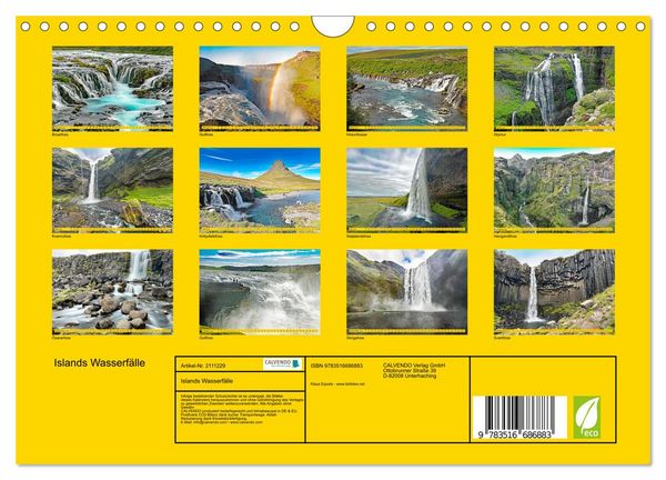 Produktbild: Islands Wasserf&auml;lle (Wandkalender 2026 DIN A4 quer), CALVENDO Monatskalender