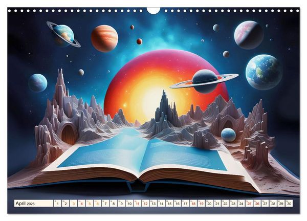 Produktbild: Fantasy-B&uuml;cher Sch&ouml;nheit des Universums (Wandkalender 2026 DIN A3 quer), CALVENDO Monatskalender