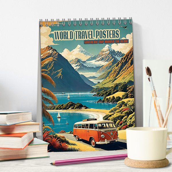 Produktbild: World Travel Posters - Nostalgic Trip Around the Globe (Desk Calendar 2026 DIN A5 portrait), CALVENDO 12 Month DeskCalendar