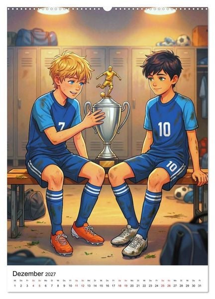 Produktbild: Level Up &ndash; Fu&szlig;ballhelden (hochwertiger Premium Wandkalender 2027 DIN A2 hoch), Kunstdruck in Hochglanz