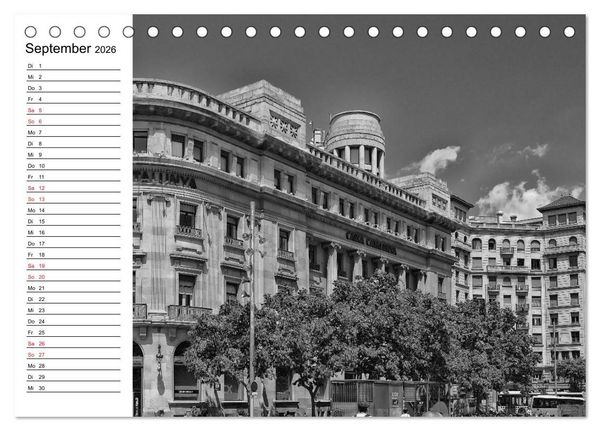 Produktbild: Barcelona Schwarz / Wei&szlig; Impressionen (Tischkalender 2026 DIN A5 quer), CALVENDO Monatskalender