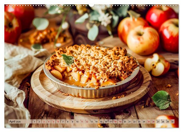Produktbild: Apfelkuchen satt - K&ouml;stliche Kunstwerke aus dem KI-Backofen (Wandkalender 2026 DIN A2 quer), CALVENDO Monatskalender