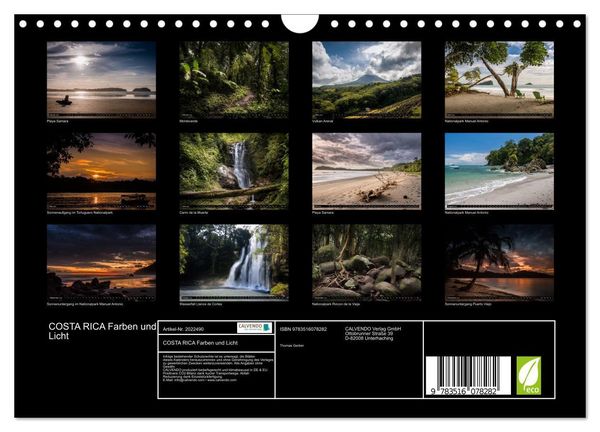 Produktbild: COSTA RICA Farben und Licht (Wandkalender 2026 DIN A4 quer), CALVENDO Monatskalender