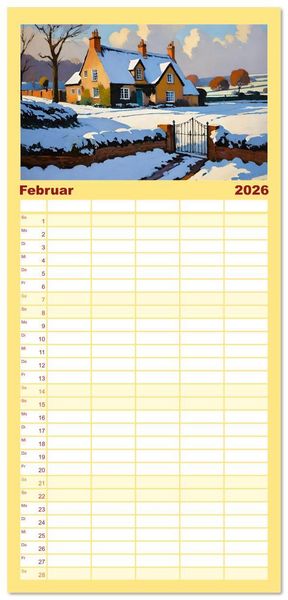 Produktbild: Familienplaner 2026 - Englische Cottages mit 5 Spalten (Wandkalender, 21 x 45 cm) CALVENDO