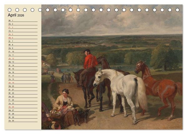Produktbild: Pferde-&Ouml;lgem&auml;lde. Die Kunst der alten Meister (Tischkalender 2026 DIN A5 quer), CALVENDO Monatskalender