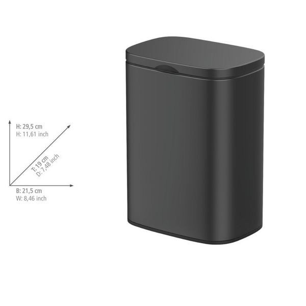 Produktbild: Wand-Kosmetikeimer Mod. Sare Schwarz 5 L, Easy Close Absenkautomatik