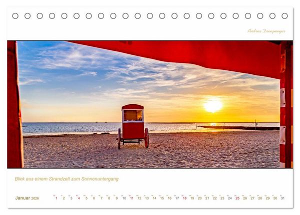 Produktbild: Borkum Inselpanorama (Tischkalender 2026 DIN A5 quer), CALVENDO Monatskalender