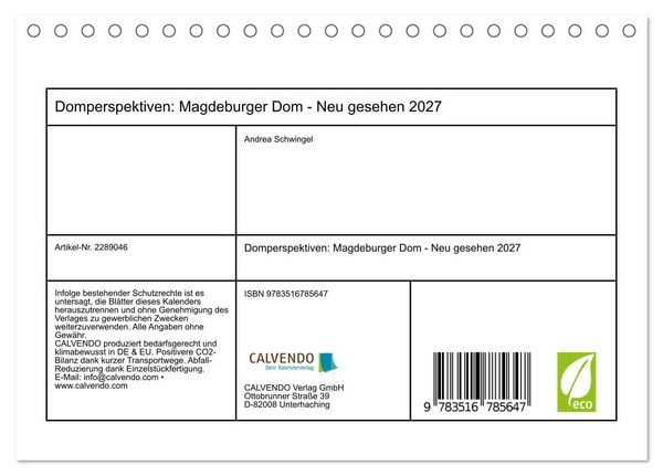 Produktbild: Domperspektiven: Magdeburger Dom - Neu gesehen 2027 (Tischkalender 2027 DIN A5 quer), CALVENDO Monatskalender