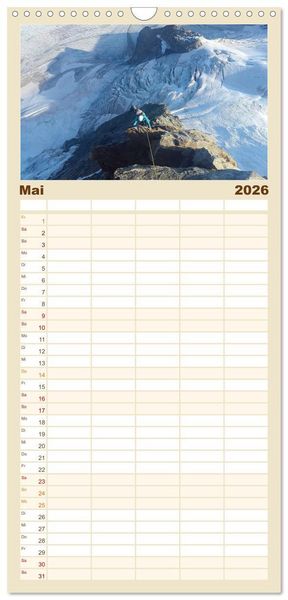 Produktbild: Familienplaner 2026 - Gipfelabenteuer - wenn der Berg ruft mit 5 Spalten (Wandkalender, 21 x 45 cm) CALVENDO