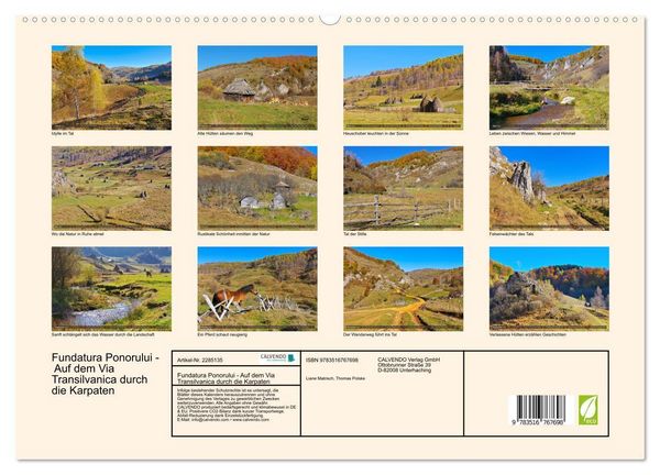 Produktbild: Fundatura Ponorului - Auf dem Via Transilvanica durch die Karpaten (hochwertiger Premium Wandkalender 2027 DIN A2 quer), Kunstdruck in Hochglanz