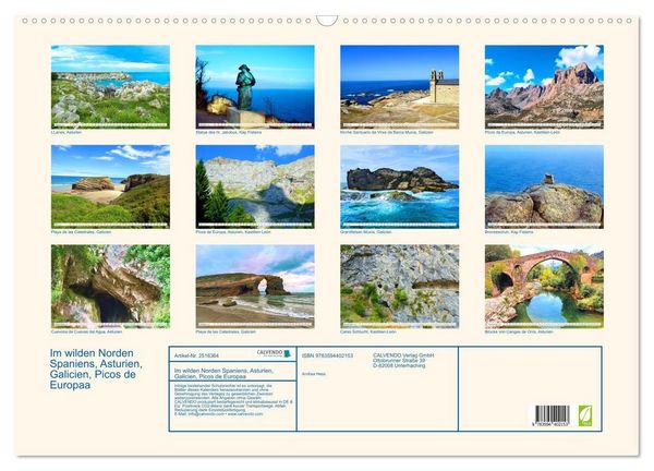 Produktbild: Im wilden Norden Spaniens, Asturien, Galicien, Picos de Europaa (Wandkalender 2027 DIN A2 quer), CALVENDO Monatskalender