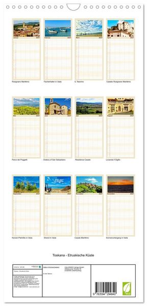 Produktbild: Familienplaner 2027 - Toskana - Etruskische K&uuml;ste mit 5 Spalten (Wandkalender, 21 x 45 cm) CALVENDO