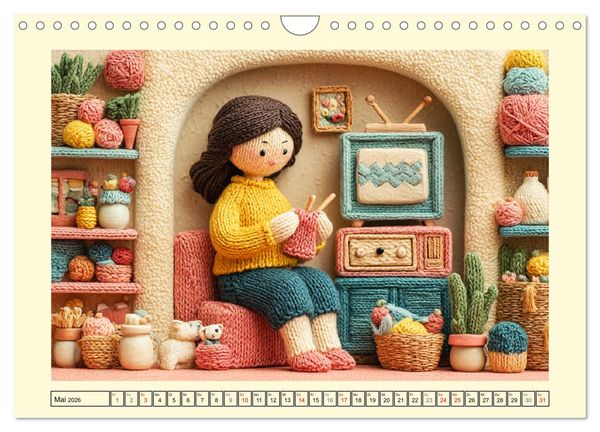 Produktbild: Wollige Maschenwelt. Gestrickte Harmonie f&uuml;r gem&uuml;tliche Momente (Wandkalender 2026 DIN A4 quer), CALVENDO Monatskalender