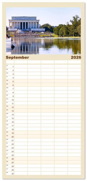 Produktbild: Familienplaner 2026 - Washington, D.C., Hauptstadtzauber der USA mit 5 Spalten (Wandkalender, 21 x 45 cm) CALVENDO