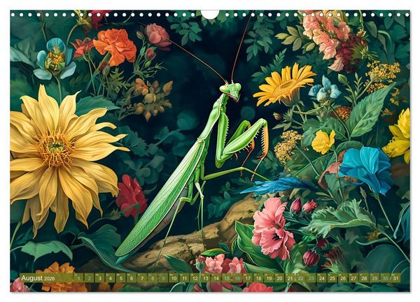Produktbild: Gartengefl&uuml;ster - Tierische Besucher in der Bl&uuml;tenf&uuml;lle (Wandkalender 2026 DIN A3 quer), CALVENDO Monatskalender
