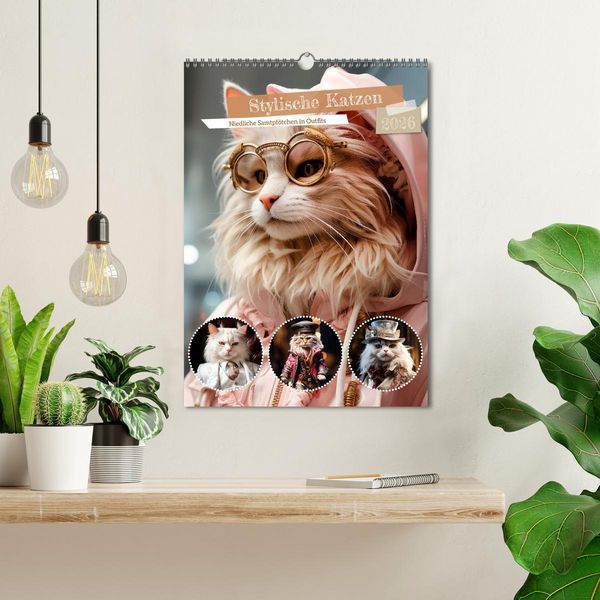 Produktbild: Stylische Katzen (Wandkalender 2026 DIN A3 hoch), CALVENDO Monatskalender