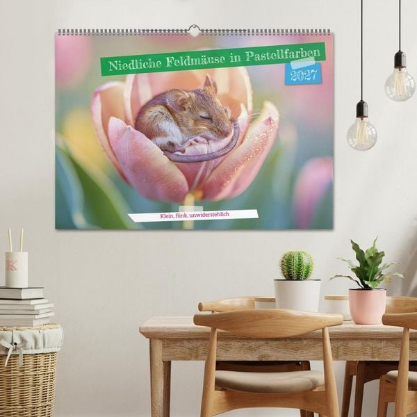 Produktbild: Niedliche Feldm&auml;use in Pastellfarben (Wandkalender 2027 DIN A2 quer), CALVENDO Monatskalender