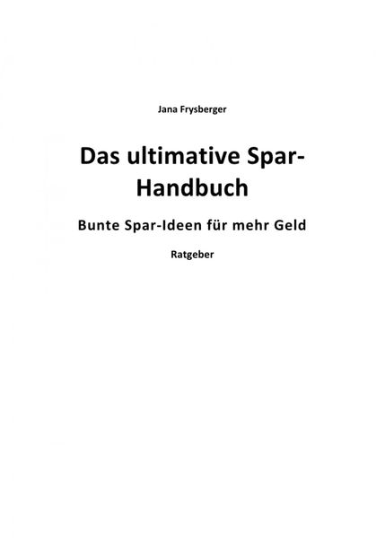 Produktbild: Das ultimative Spar-Handbuch