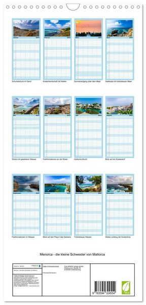 Produktbild: Familienplaner 2027 - Menorca - die kleine Schwester von Mallorca mit 5 Spalten (Wandkalender, 21 x 45 cm) CALVENDO