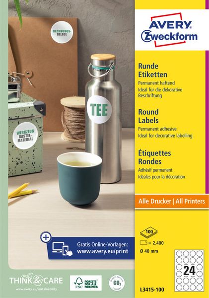 Produktbild: Etiketten &Oslash; 40mm weiss