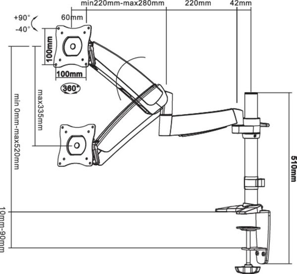 Produktbild: Neomounts Monitor-Tischhalterung FPMA-D950 1 Display(s) 25,4 cm (10") - 76,2 cm (30") Silber Neigbar, Schwenkbar, Rotierbar