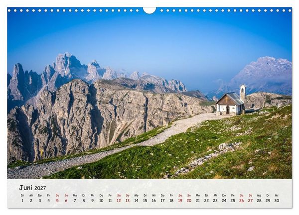 Produktbild: Drei Zinnen-Wanderung: Vom Misurinasee bis nach oben zum Rienzplateau (Wandkalender 2027 DIN A3 quer), CALVENDO Monatskalender