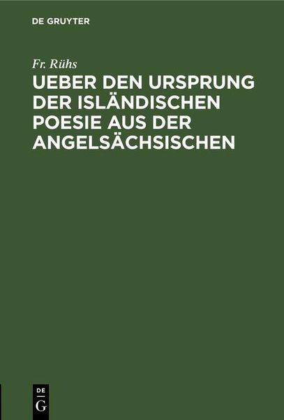 Produktbild: Ueber den Ursprung der isl&auml;ndischen Poesie aus der angels&auml;chsischen