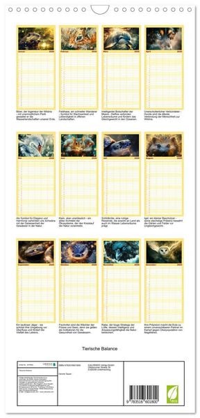 Produktbild: Familienplaner 2026 - Tierische Balance mit 5 Spalten (Wandkalender, 21 x 45 cm) CALVENDO