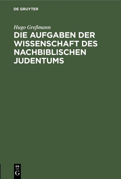 Produktbild: Die Aufgaben der Wissenschaft des nachbiblischen Judentums
