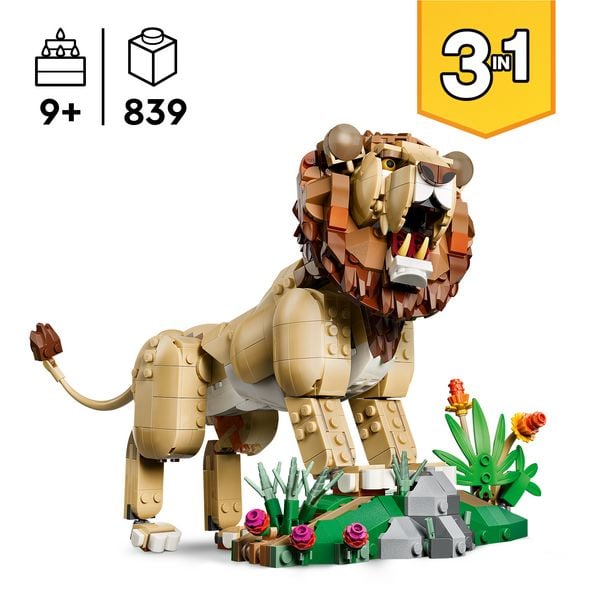 Produktbild: LEGO Creator 3-in-1-Set 31386 Wilde Tiere: Majest&auml;tischer L&ouml;we, Bauset