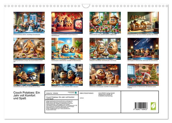 Produktbild: Couch Potatoes: Ein Jahr voll Komfort und Spa&szlig; (Wandkalender 2026 DIN A3 quer), CALVENDO Monatskalender