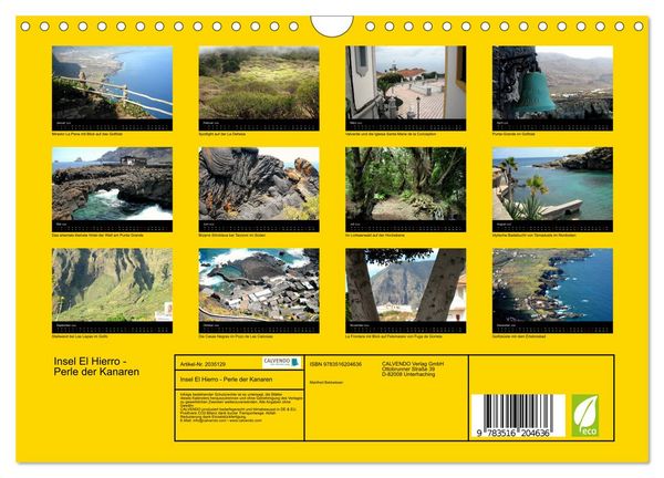 Produktbild: Insel El Hierro - Perle der Kanaren (Wandkalender 2026 DIN A4 quer), CALVENDO Monatskalender