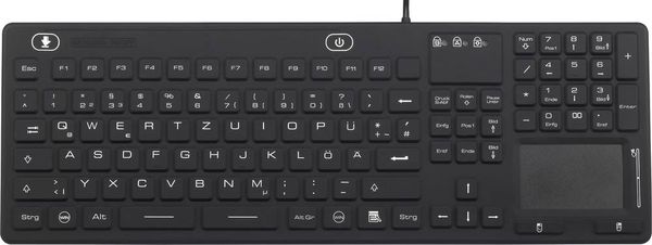 Produktbild: iM-IKB110-BK Tastatur Renkforce Schwarz Spritzwassergesch&uuml;tzt, Staubgesch&uuml;tzt, Touch-Oberfl&auml;che